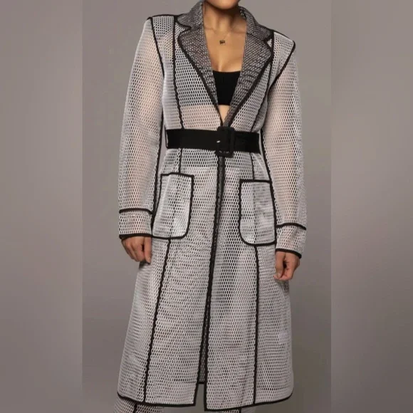 NWT • JLUXLABEL • BLACK BEXLEY COAT • SMALL • BLACK & WHITE - Picture 3 of 3